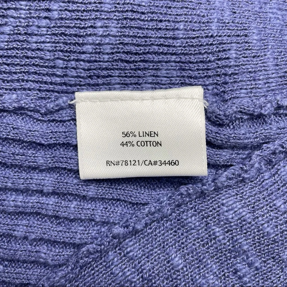 Eileen Fisher Open Front Cardigan Sweater Size L Linen Cotton Lavender Shawl - Picture 5 of 7
